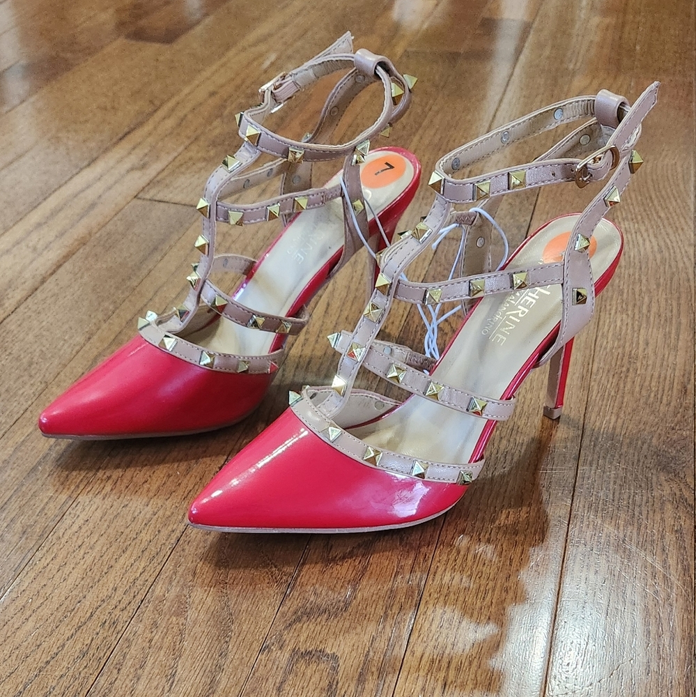 NWOT Red studded high heels